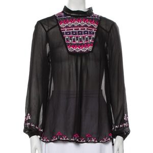Rococo sand black silk blouse size XS